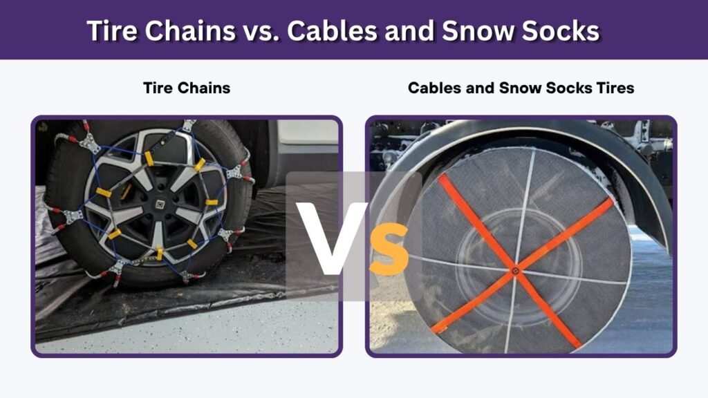 Tire Chains vs. Cables and Snow Socks