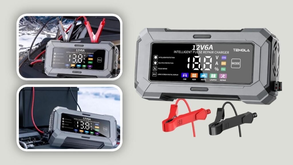 TEMOLA 12V 6A Automatic Battery Charger & Maintainer