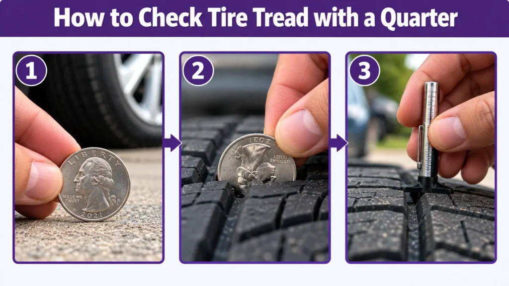 How to Check Tire Tread With a Quarter