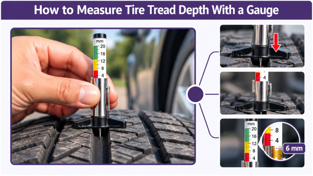How to Measure Tire Tread Depth With a Gauge