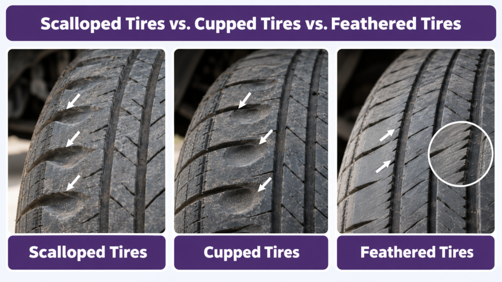 Scalloped Tires vs. Cupped Tires vs. Feathered Tires